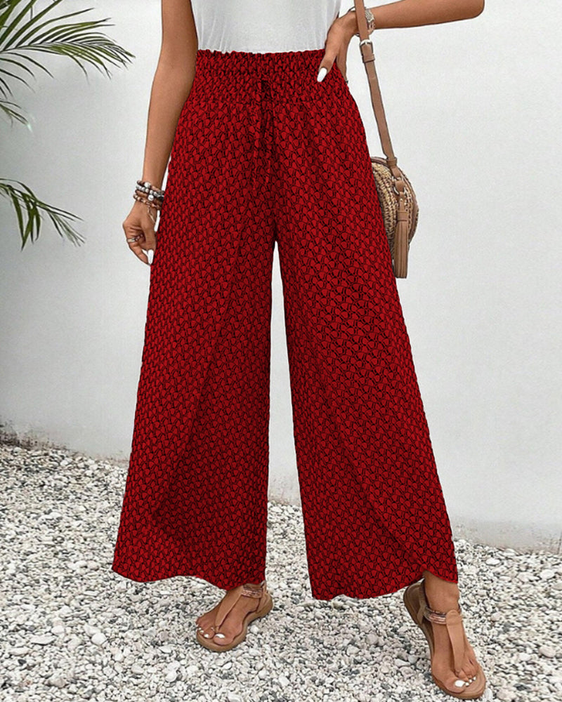 Marja| Zomerse broek met elastische pijpen en trekkoord