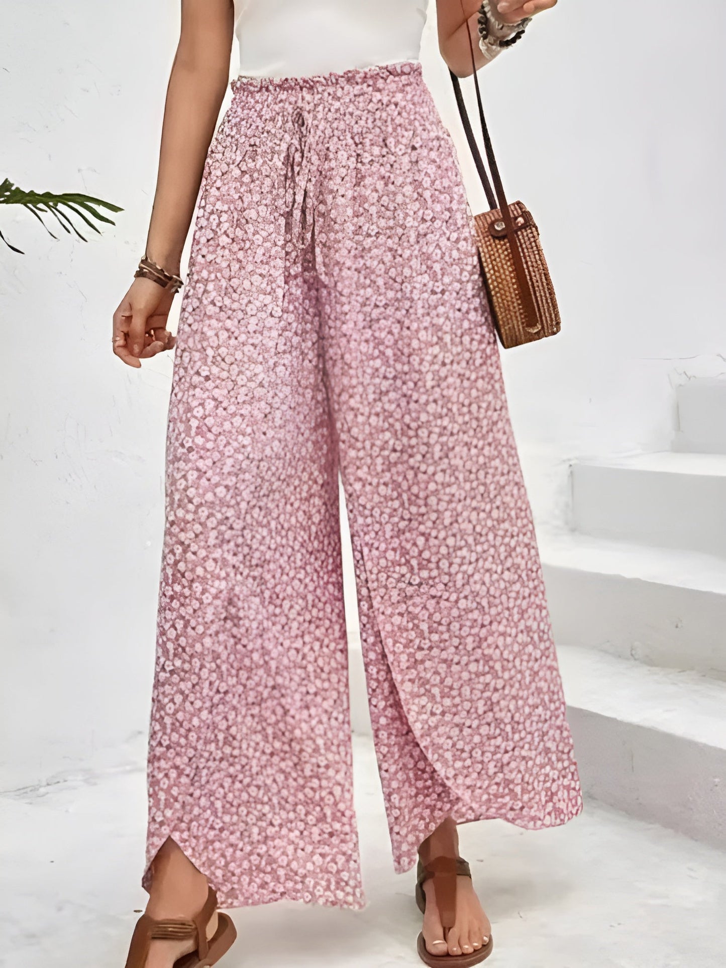 Marja| Zomerse broek met elastische pijpen en trekkoord