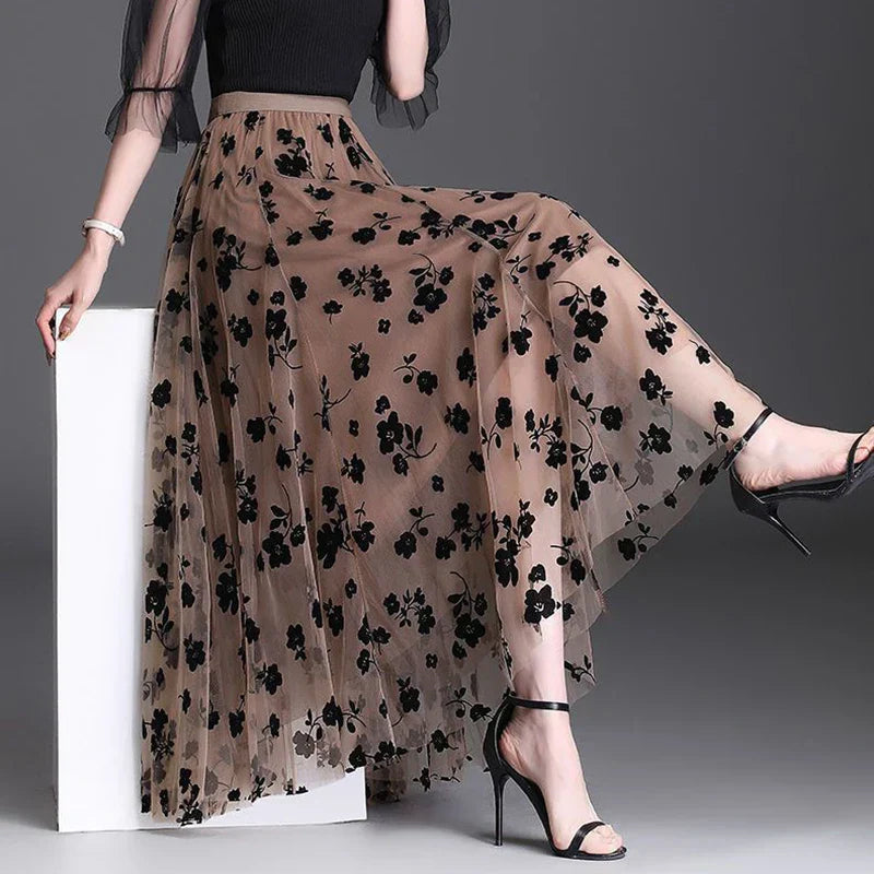 Odette | Elegante tule midi-rok met verfijnde bloemen
