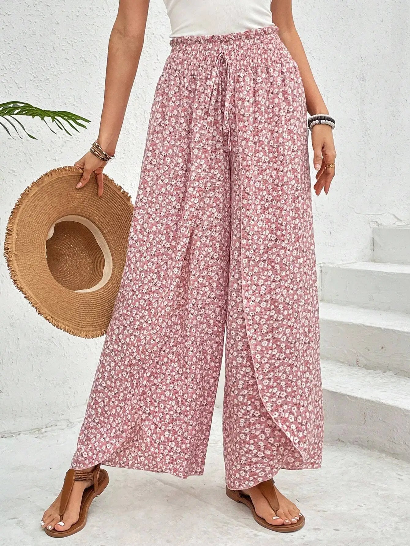 Marja| Zomerse broek met elastische pijpen en trekkoord