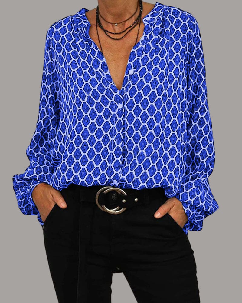 Djanaira | Relaxed V-Hals Midi-Shirt