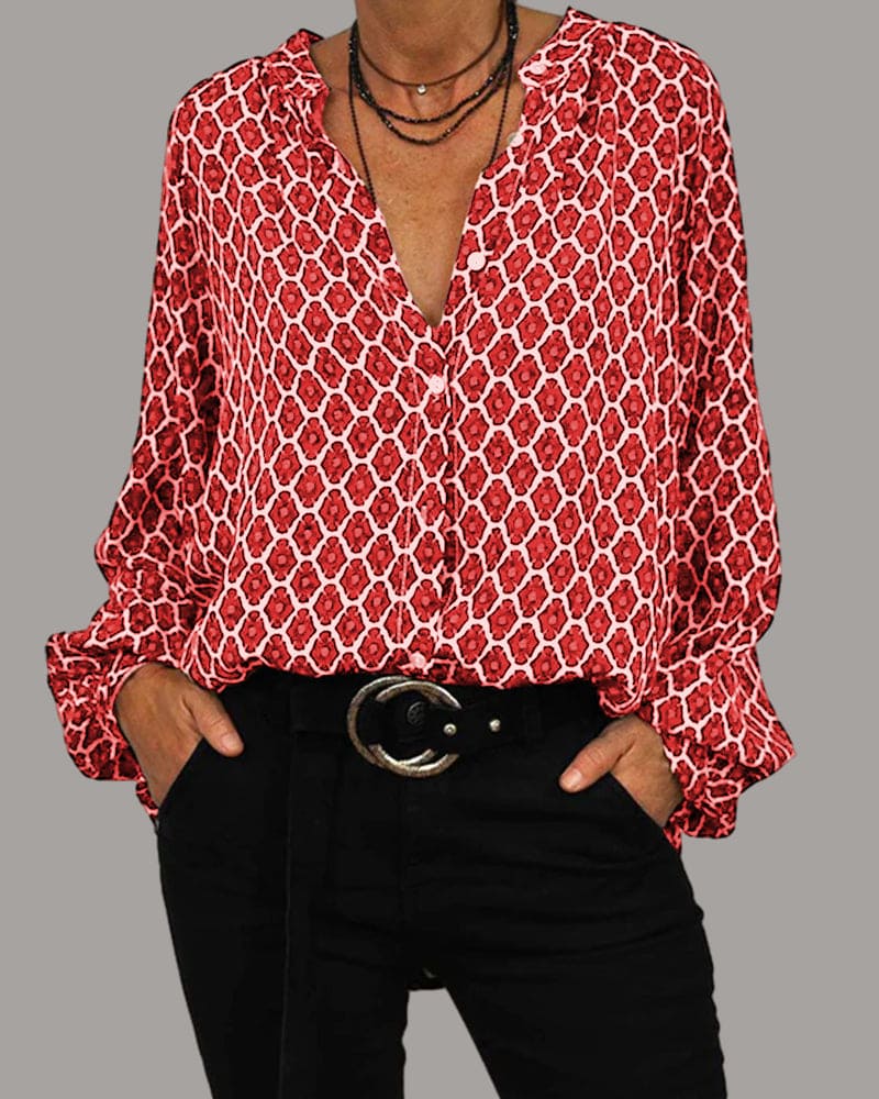 Djanaira | Relaxed V-Hals Midi-Shirt