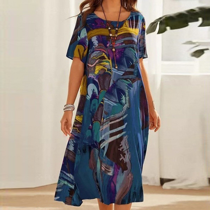 Serafina | Elegante midi-jurk met abstract print