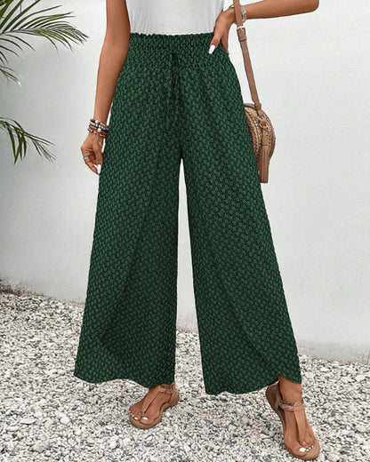 Marja| Zomerse broek met elastische pijpen en trekkoord