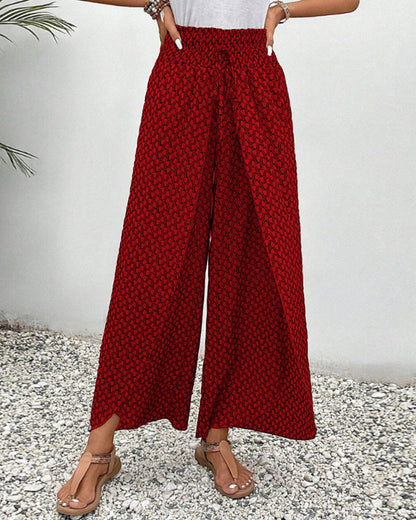 Marja| Zomerse broek met elastische pijpen en trekkoord