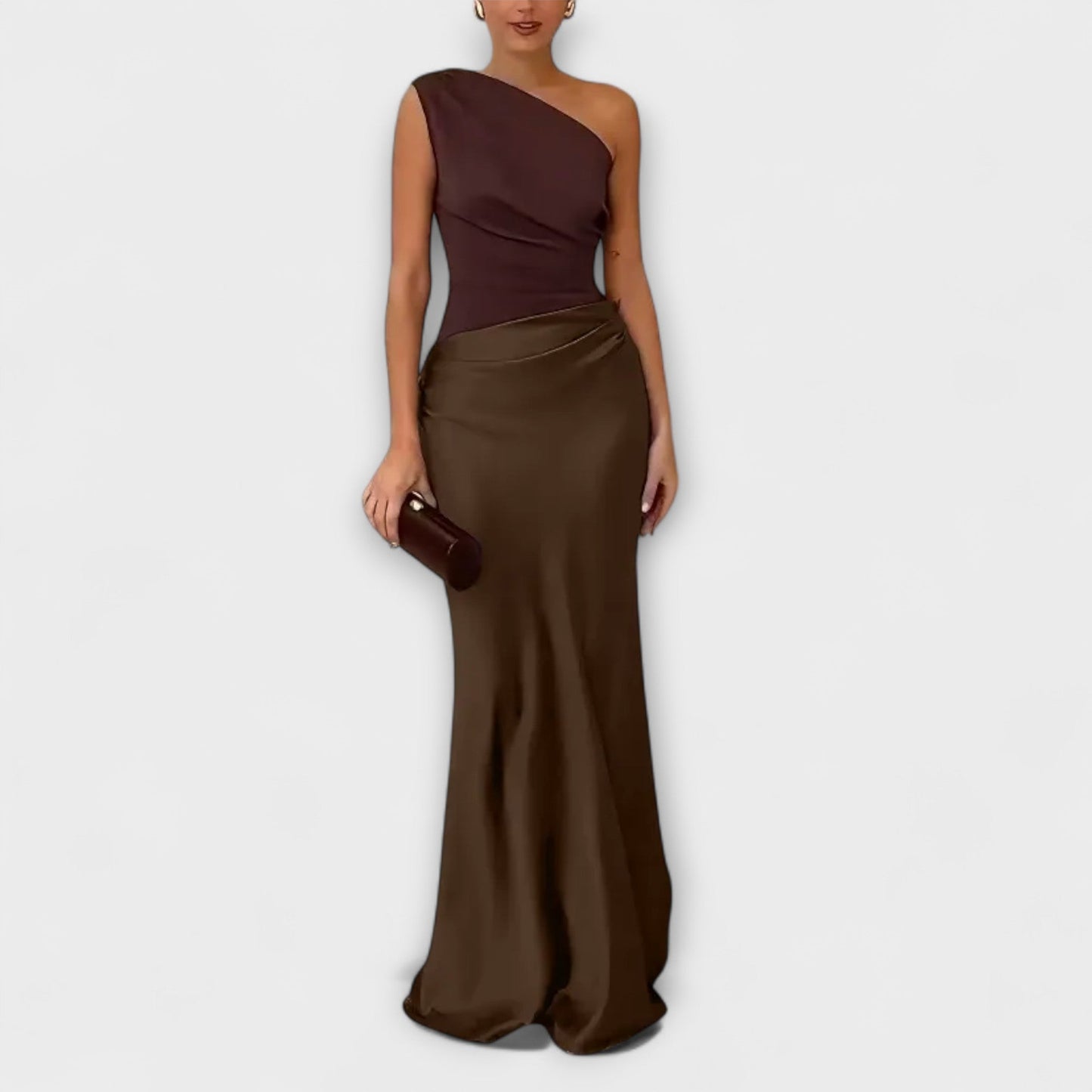 Elegante Off-Shoulder Plissé Maxi Jurk