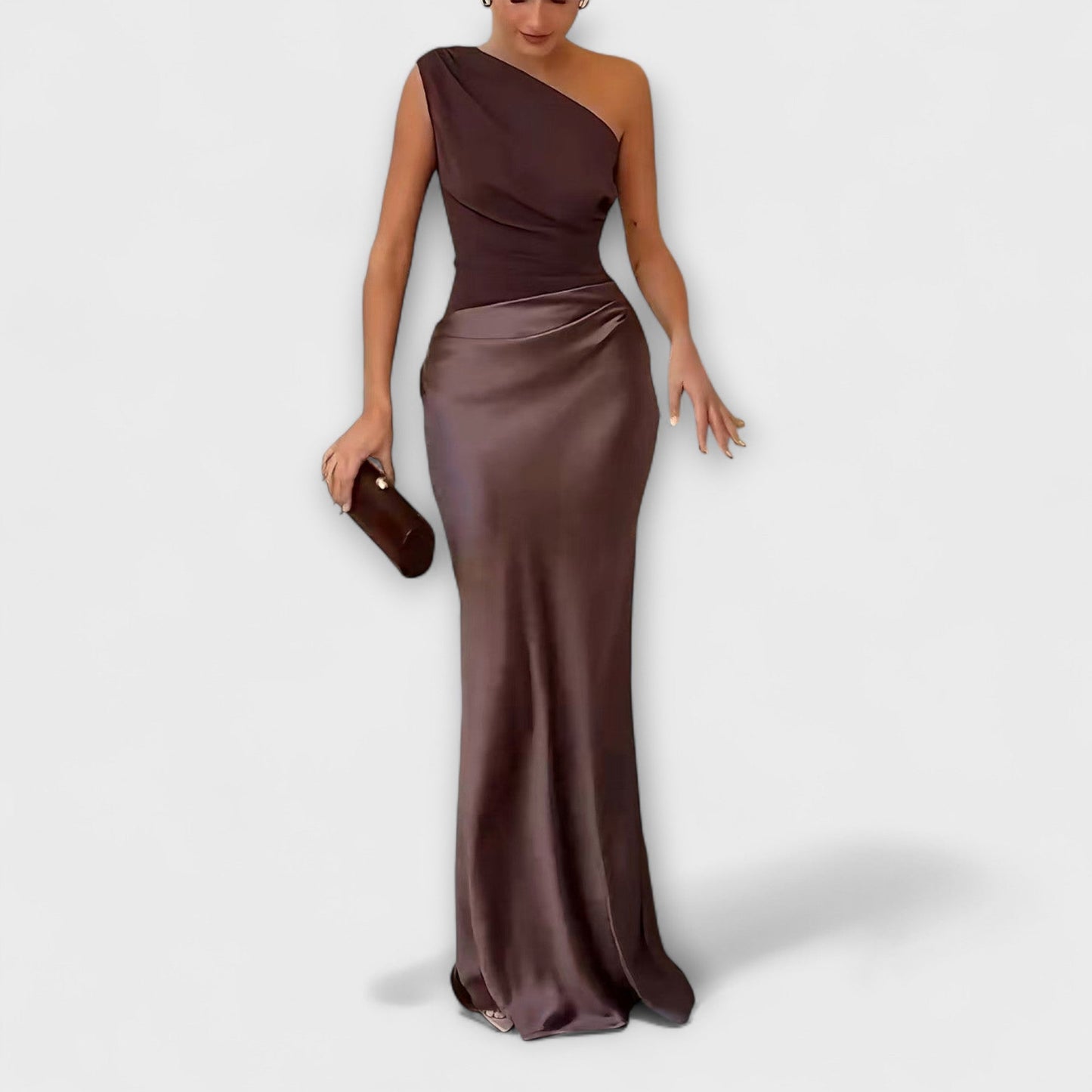 Elegante Off-Shoulder Plissé Maxi Jurk