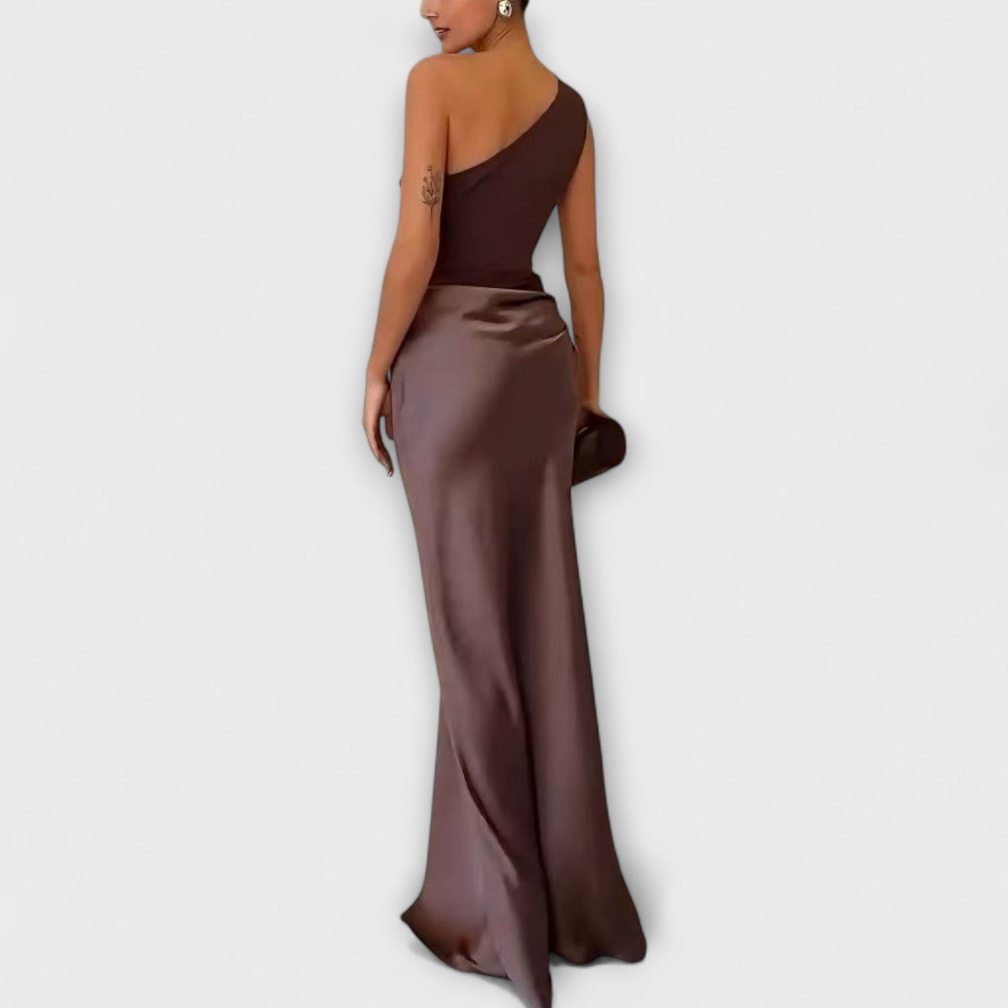 Elegante Off-Shoulder Plissé Maxi Jurk