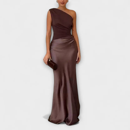 Elegante Off-Shoulder Plissé Maxi Jurk