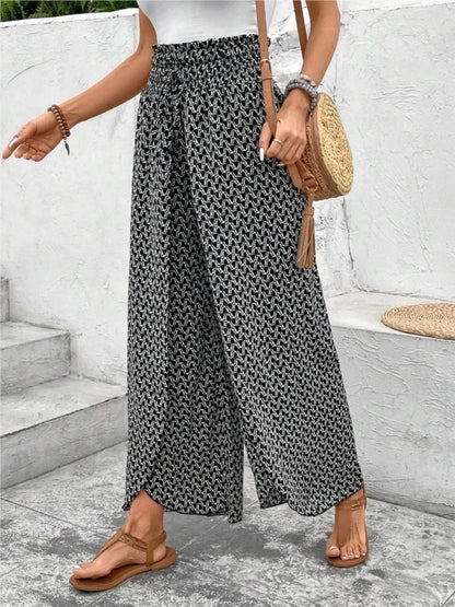 Marja| Zomerse broek met elastische pijpen en trekkoord