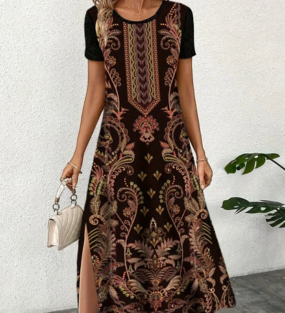 Ebony | Luchtige jurk met artistieke print