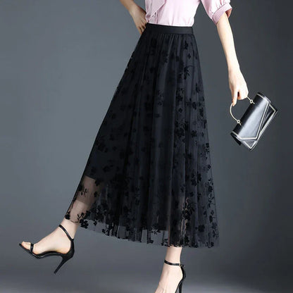 Odette | Elegante tule midi-rok met verfijnde bloemen
