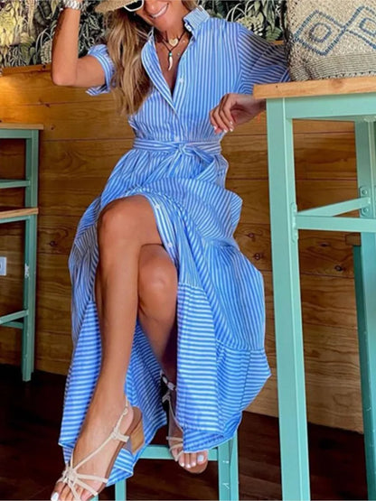 Janice | Stijlvolle gestreepte maxi-jurk