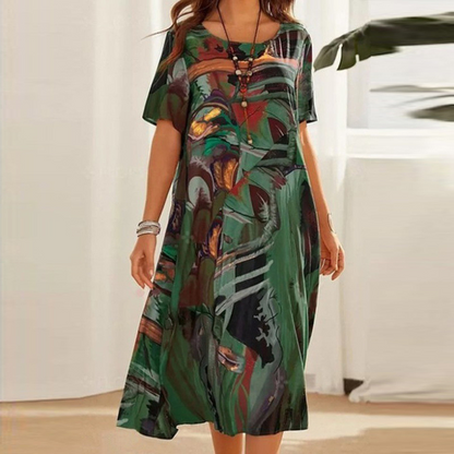 Serafina | Elegante midi-jurk met abstract print