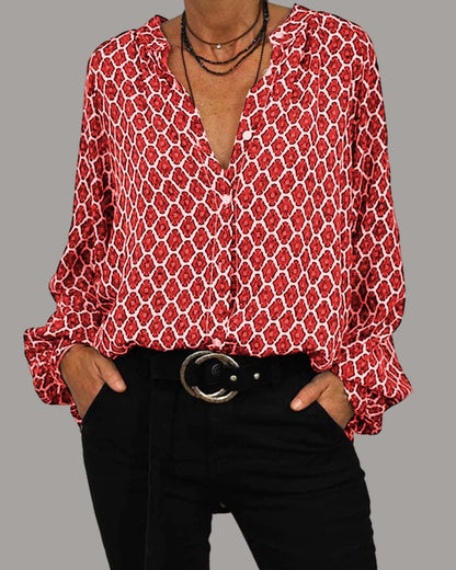 Djanaira | Relaxed V-Hals Midi-Shirt