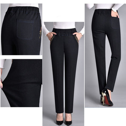 Damesjeans met zijzakken en elastische taille